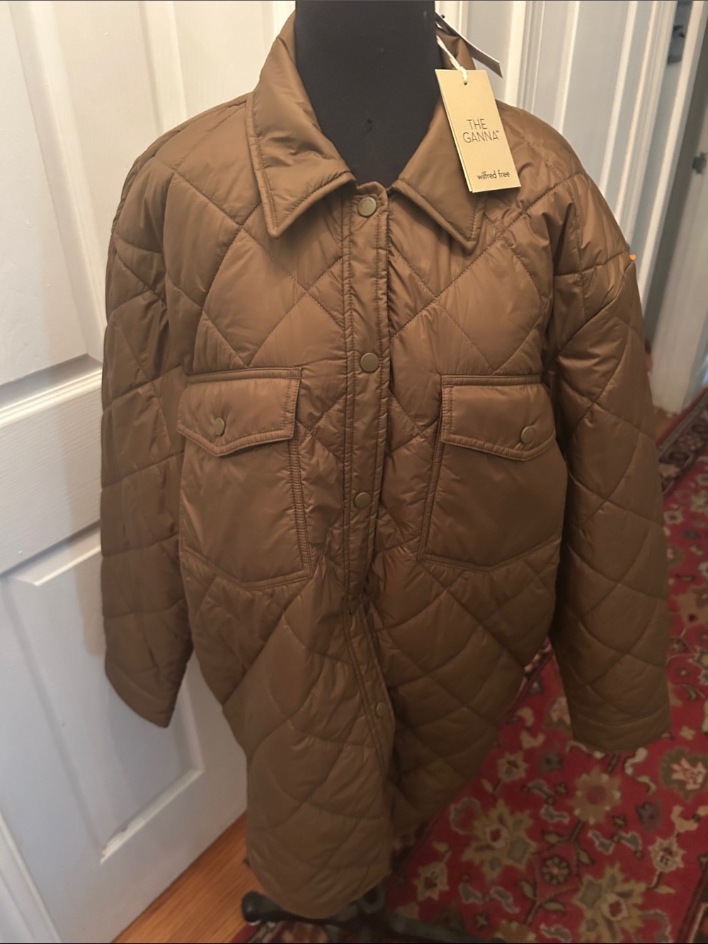 Quilted Puffer Jacket in Brown - Women's Lightweight Coat